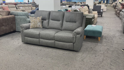 'Ranger' Grey Endurance Fabric Manual Recliner 3 Seater Sofa