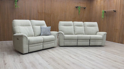 Parker Knoll 'Hudson 23’ Cromwell Mint 001355-0069 Fabric 3 Seater Power Recliner Sofa with Power Headrests and Power Lumbar + 2 Seater Power Recliner Sofa Set
