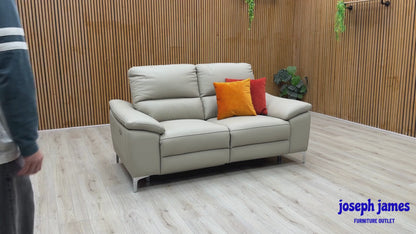 'Pavilion' Soft Grey Leather: Faux Leather 2 Seater Power Recliner Sofa