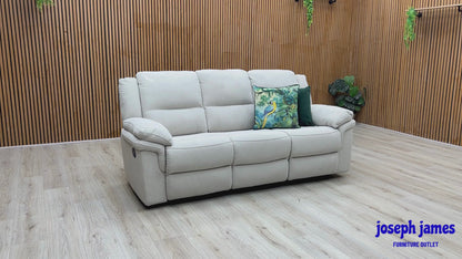 ‘Albion’ Grey Chenille 3 Seater High Back Manual Recliner Sofa
