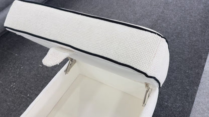 'Celine' Tuzzi Ivory Storage Footstool