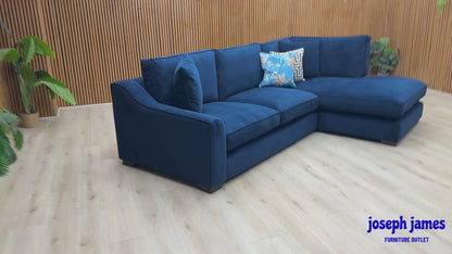 The Lounge Co. 'Isobel' Mid009 Midnight Indigo Ch Ft Velvet Right Hand Facing Corner Sofa with Chaise End