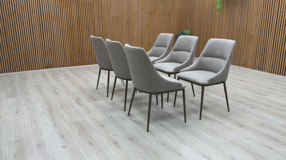‘Camino’ Taupe Faux Leather Set of 6 Dining Chairs