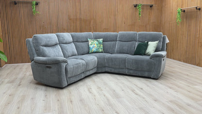 ‘Sloane’ Manhattan Charcoal Grey Fabric Large Power Recliner Corner Sofa