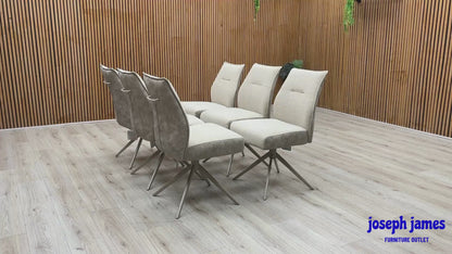 ‘Mirage’ Neutral Fabric Swivel Armless Dining Chairs - Set of 6