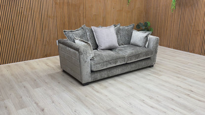 ‘Lavish’ Alexander Grey Chenille Scatter Back 3 Seater Sofa