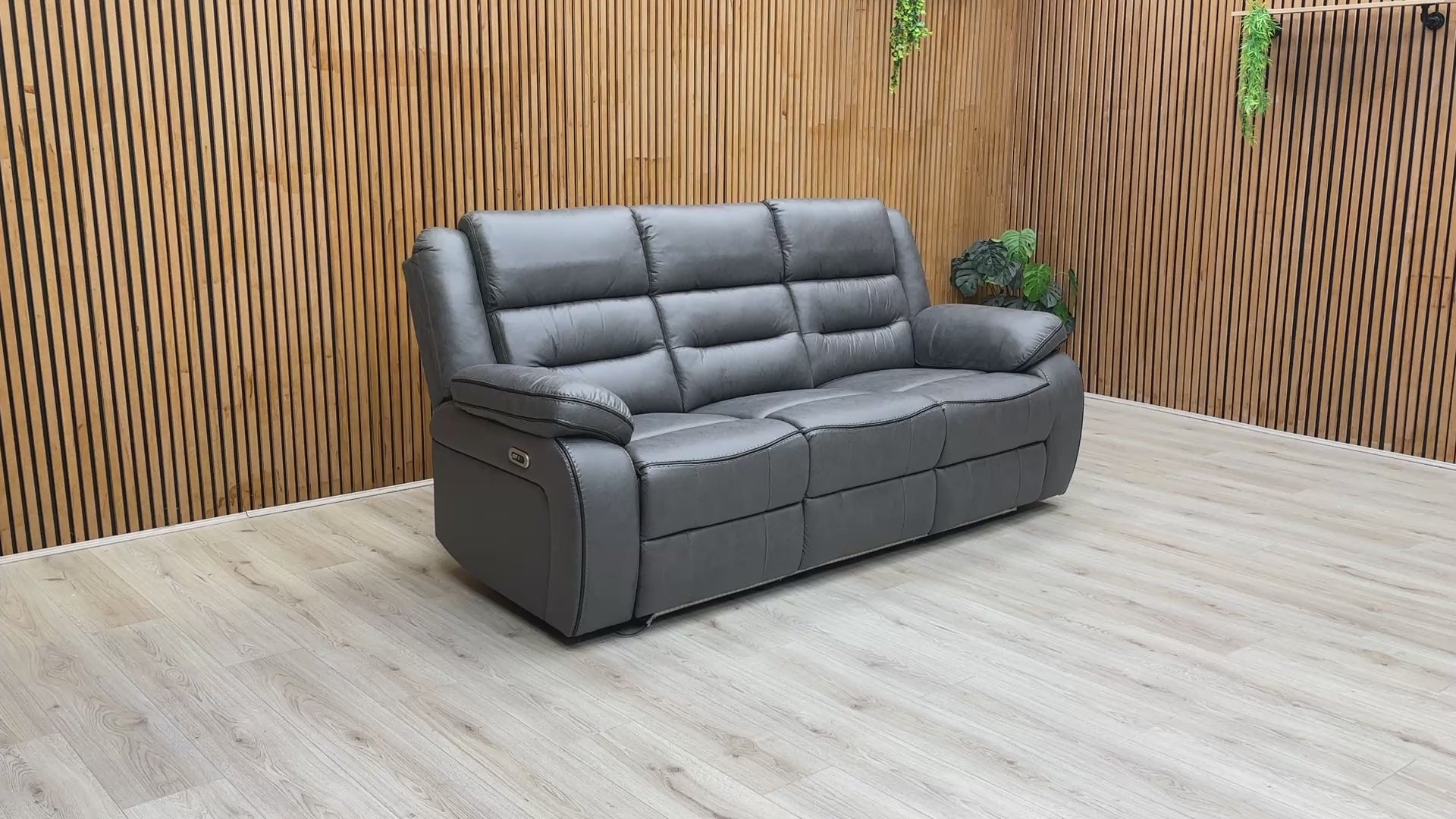 Video  of the Electric Recliner function and LED lights of the Vegas Charcoal Grey Sofa.
