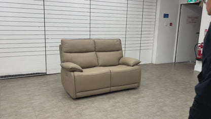 'Lugo' Latte Leather Power Recliner 2 Seater Sofa