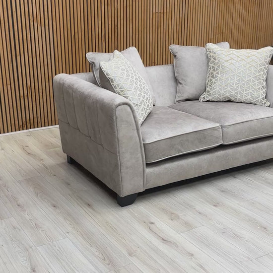 Video showcasing the deep, plush seating and soft texture of the 'Mariah' Dapple Velvet 2-seater sofa in cream.