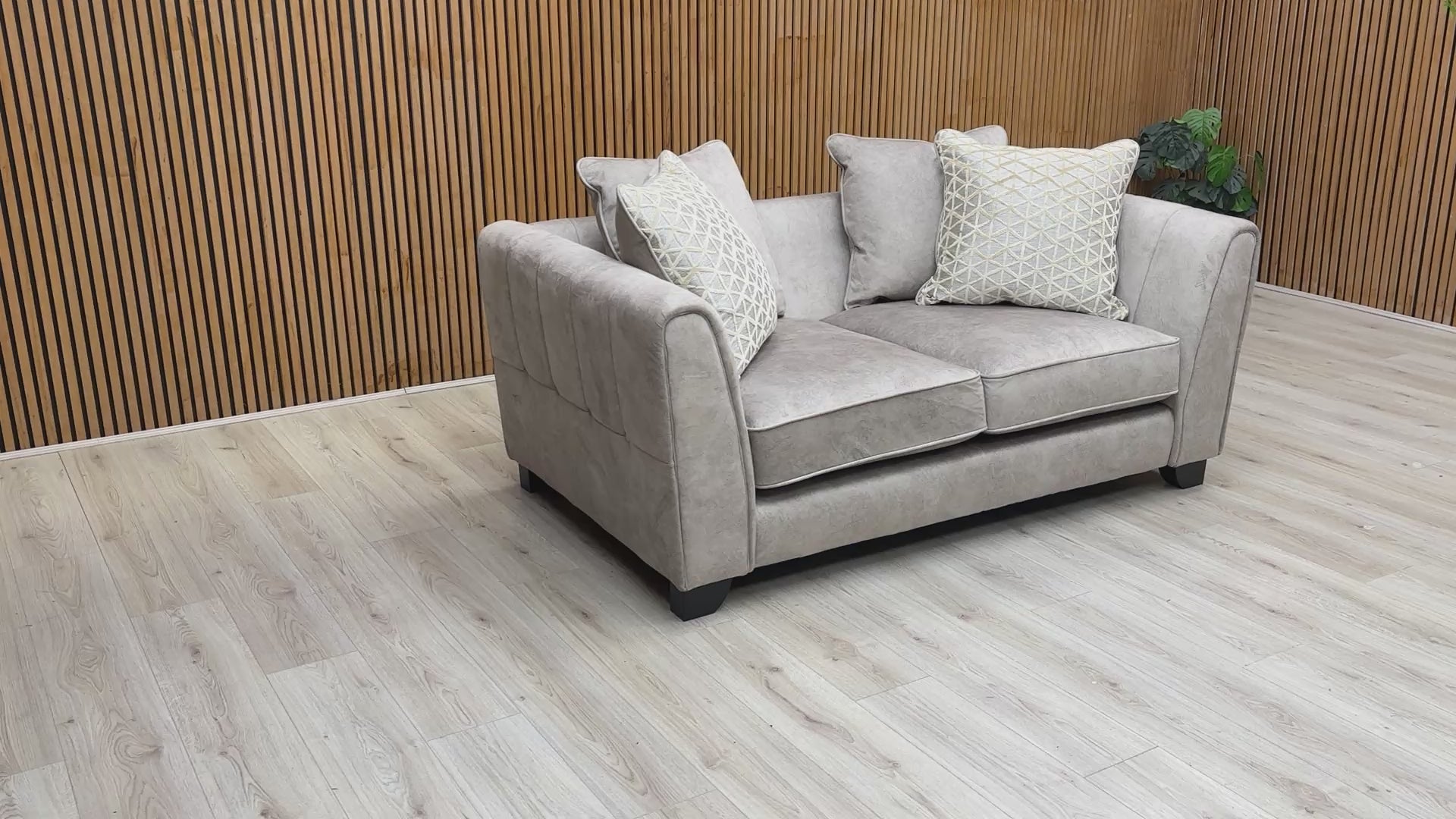 Video showcasing the deep, plush seating and soft texture of the 'Mariah' Dapple Velvet 2-seater sofa in cream.