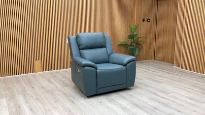 ‘Utah’ Midnight Jade Teal Matte Le-9324 Leather Power Recliner Armchair with  Power Headrest, Power Lumbar and Heated Seat