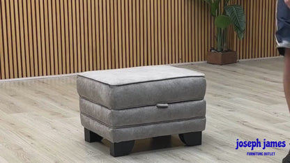 ‘Mariah' Dapple Silver Velvet Fabric Small Storage Footstool