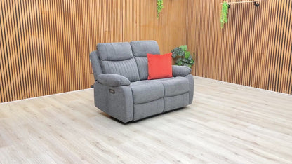 'Brystol' Dark Grey Woven Fabric 2 Seater Power Recliner Sofa