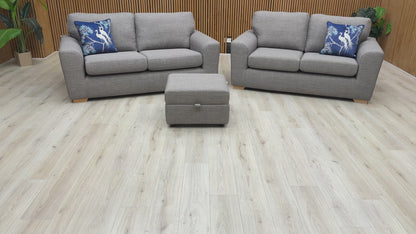 'Zeb' Slate Revive Fabric 3 + 2 Seater Sofa Set + Storage Footstool