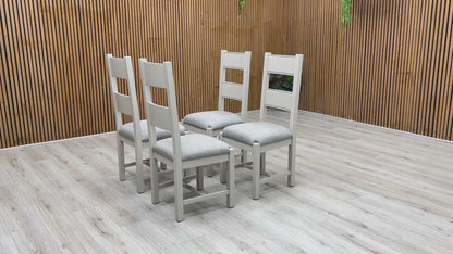 ‘Doune’ Grey Fabric Upholstery High Back Slat Back Fixed Dining Chairs - Set of 4