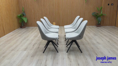 'Jose' Stone Grey Faux Leather Set of 6 Swivel Dining Chairs