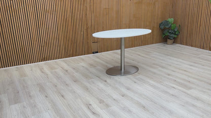 ‘Helsinki’ Bianco Miami Quartz Ceramic Top 120cm Fixed Oval Dining Table