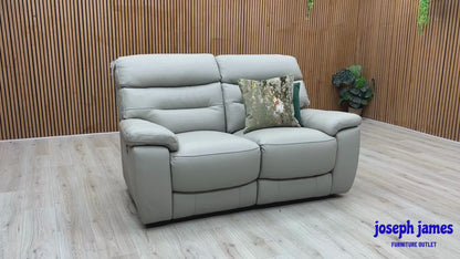 ‘Nimbus’ Feather Grey Leather 2 Seater Power Recliner Sofa with Power Headrests and Power Lumbar