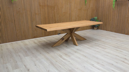 Bodahl ‘Terra’ 1 Oiled Solid Oak Raw Edge 240cm Dining Table with Wooden Star Base
