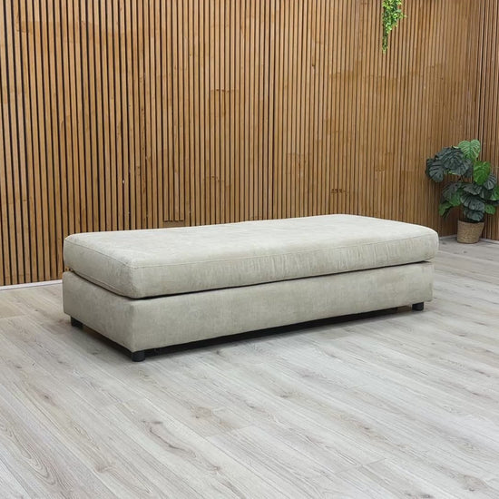 Video demonstration showing how easily the 'Esprit' stool transforms from a footrest into a double bed.