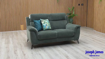 ‘Contempo’ Peacock Green Fabric 2 Seater Sofa
