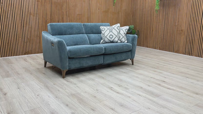 ‘Moderna’ Mht Airforce Blue Sw Linen Fabric 2 Seater Power Recliner Sofa
