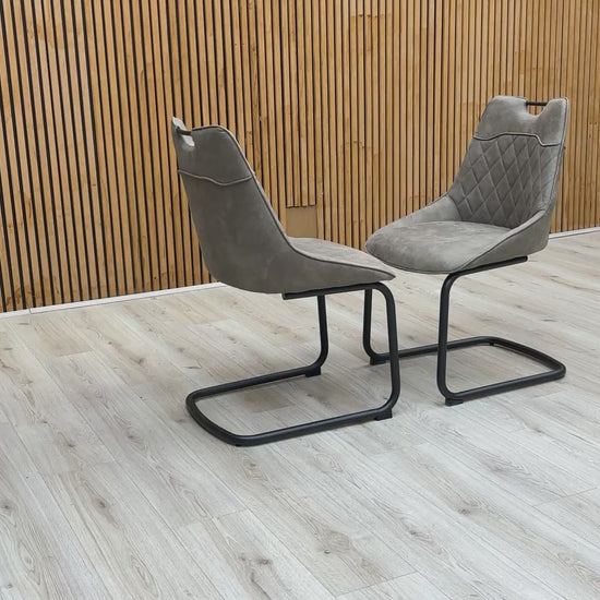 Video showing the 360-degree view and build quality of the Warrior taupe dining chair.