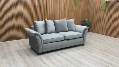 ‘Leila’ Grey Fabric 3 Seater Sofa