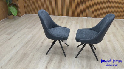‘Jose’ Navy Blue Fabric Swivel Dining Chairs set of 6