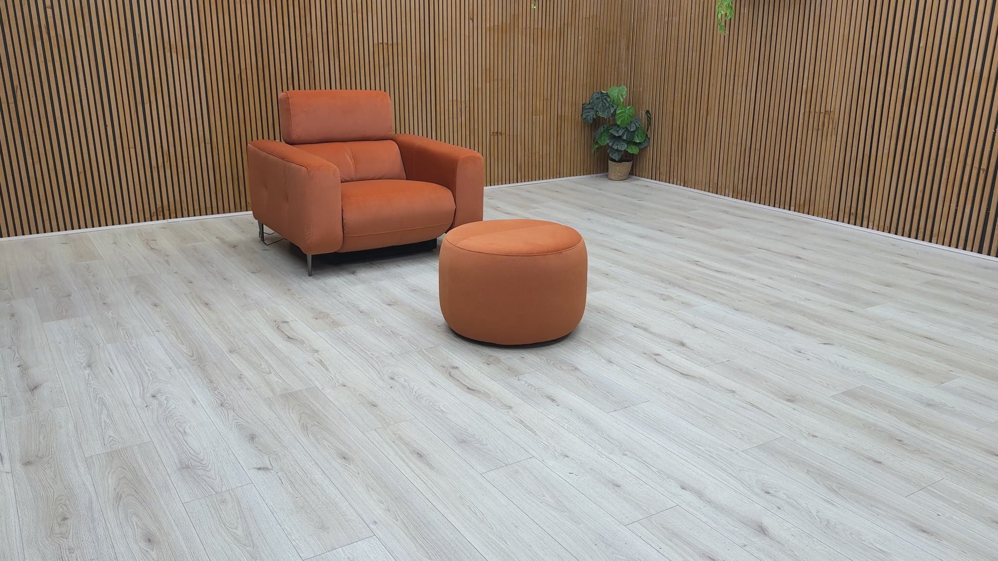  Video of demonstration showcasing the reclining function and features of the 'Ezra' velvet chair.