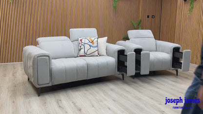 ‘Elphaba’ Opulence Silver 51007 Velvet 2 Seater Sofa + Armchair Storage Arms