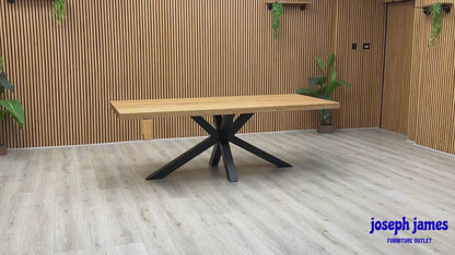Bodahl ‘Terra’ 1 Oil Solid Oak Straight Top 220cm Dining Table with Metal Star Base