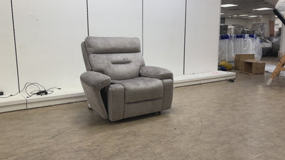 ‘Cinemax’ Media Be-0102 Marble Light Grey Velvet Power Recliner Chair with Power Headrest