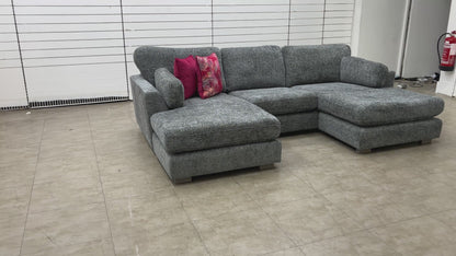 'Essie' Charcoal Essie Body Woven Fabric Double Ended Chaise Sofa