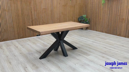 Bodahl 'Terra' 6 Bassano Solid Oak Raw Edge 140cm Dining Table with Metal Star Base