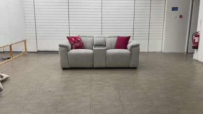 'Inca' Manhattan Stone 58004 Fabric 2 Seater Power Recliner Sofa with Power Headrests and Fridge Console