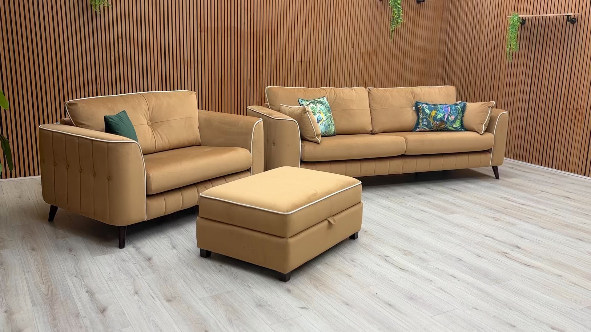 Video preview of the Remy Super Matt Velvet Sofa Set.