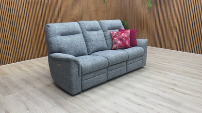 Parker Knoll ‘Hudson 23’ Dash Blue 001497-0080 Tight Weave Fabric 3 Seater Power Recliner Sofa