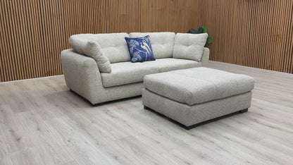 ‘Roberto’ Steel Grey Woven Fabric 3 Seater Sofa + Large Footstool
