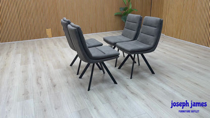 Bodahl 'Njord' Anthracite Faux Leather Swivel Dining Chair - Set of 4