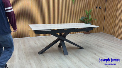 ‘Germain’ Real Marble Top Large Extending Dining Table