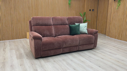 ‘Raven' Manhattan Burnt Sienna Fabric 3 Seater Power Recliner Sofa