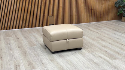 World of Leather ‘Elixir’ Nc-039c Pebble Cream Leather Storage Footstool