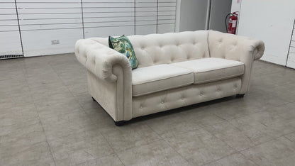 'Belair' Cream Plaza Linen 3 Seater Sofa