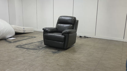 'Blair' Charcoal Grey Florida Leather Power Recliner Chair with Power Headrests