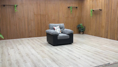'Armstrong’ Grey Jumbo Cord Fabric Armchair