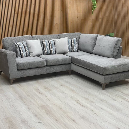 Video showcasing the design and Kingston Grey Chenille fabric texture of the ‘Lille’ Chaise Sofa.