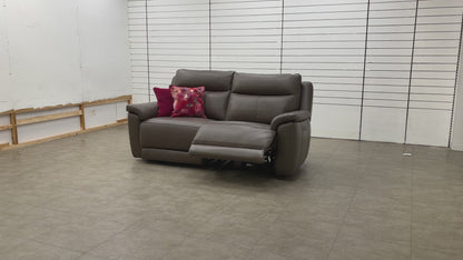 ‘Bobby’ Leather Cat-35/04 Oyster 3 Seater Power Recliner Sofa