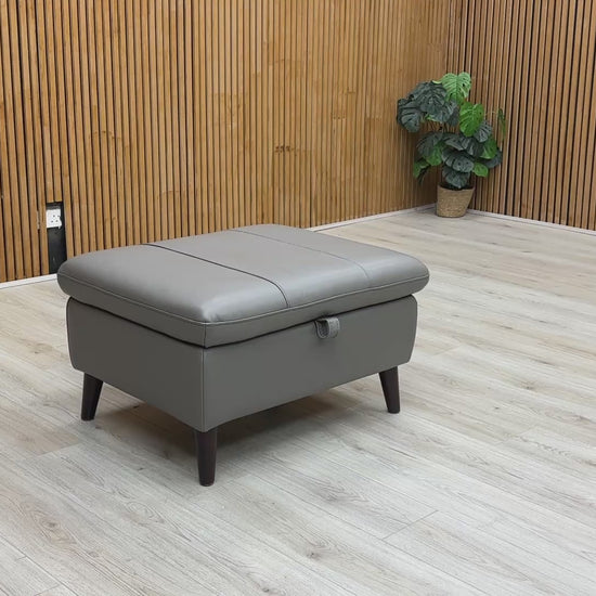Video of the Winner Oslo Footstool, highlighting its luxurious leather and dual function.