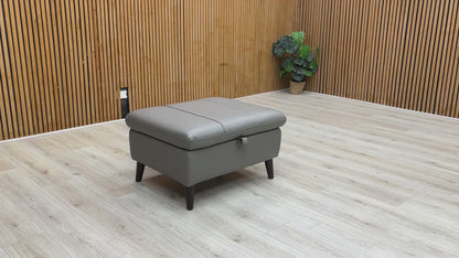 Video of the Winner Oslo Footstool, highlighting its luxurious leather and dual function.